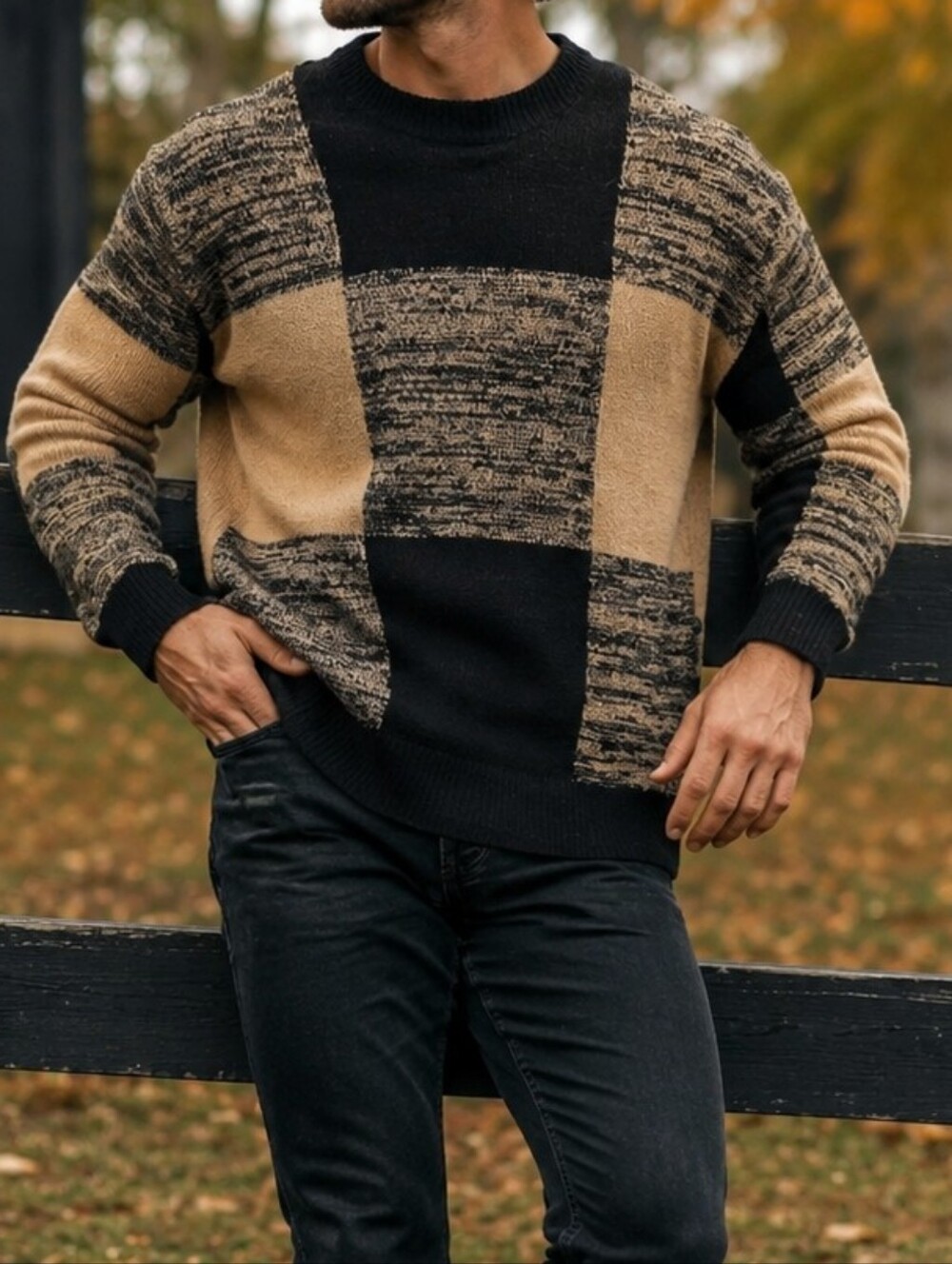 ANTONY MORATO Wool Mohair Blend Super Soft Yarn Colorblock Plaid Sweater S
